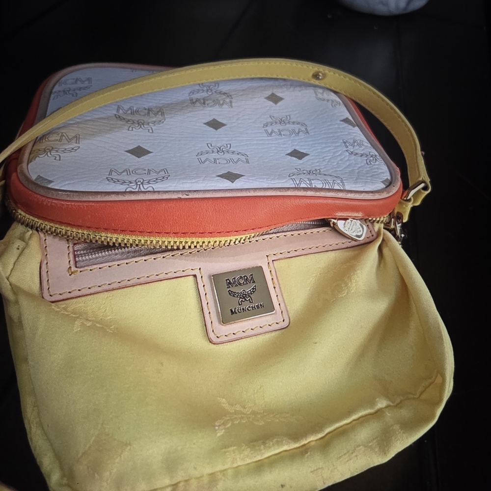 **EUC** MCM White/Pink/Yellow Leather Crossbody Bag - Picture 3 of 8